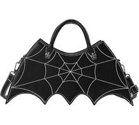 HINGTAT Bat Wing Shoulder Bag Halloween Purse PU Leather Spider Web Crossbody Bag Goth Bat Purse for Women Girls Trick or Treat