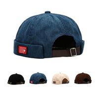 HINGTAT Corduroy Docker Cap Adjustable Brimless Cap Retro Rolled Cuff Harbour Hat Worker Sailor Cap Beanie Skullcap Docker Leon Hat