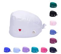 HINGTAT Cotton Surgical Cap with Built-in Sweatband ECG Embroidery Print Adjustable Breathable Design Nursing Cap for Doctors Nurses Medical Professionals Reusable Scrub Hat for Hospitals Clinics