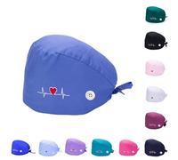HINGTAT Cotton Surgical Cap with Built-in Sweatband ECG Embroidery Print Adjustable Breathable Design Nursing Cap for Doctors Nurses Medical Professionals Reusable Scrub Hat for Hospitals Clinics