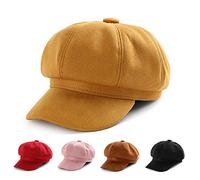 HINGTAT Velvet Newsboy Hat Vintage Rustic Visor Beret Cap for Women Octagonal Gatsby Ivy Baker Boy Hats Painter Hat Cabbie Hats