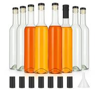 HINGWAH 16oz Clear Glass Wine Bottles with Cork Lids and PVC Shrink Capsules, 500ml Capacity, Perfect for Wine Making, Home Brewing, Limoncello, Liquor, Beverages (8 Pack)