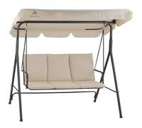 HinHocker 3-Seater Hollywood Swing with Sun Canopy, Beige, Maximum Load 250 kg, Swing Lounger, Swing Bench, Outdoor Garden Swing, Swing Chair, Soft Swing, Porch Swing, Outdoor Seat