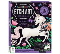 Hinkler - Kaleidoscope Etch Art Creations Unicorn Magic - Scratch Art Pad - Arts and Crafts for Adults - Ideal for Art Lovers - Includes 16 Etch Art Pages Plus Stencil Sheets and More