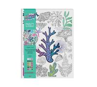 Hinkler | Pop Velvet Paint by Numbers Canvas - Graphic Coral Design | Canvas with Velvet Details | Complete Paint by Numbers Craft Kit with Paints & Brushes