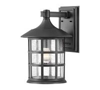 Hinkley Freeport Large Outdoor Wall Light - Textured Black with Clear Seeded Glass
