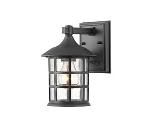 Hinkley Freeport Single Light Small Outdoor Wall Lantern in Textured Black with Clear Seeded Glass
