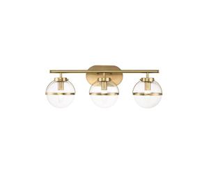 Hinkley Hollis 3 Light Bathroom Wall Light with Clear Seeded Glass And Aged Brass Finish