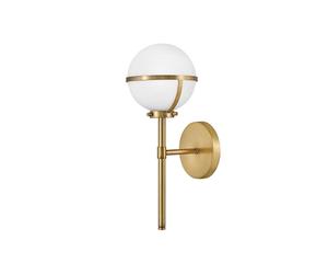 Hinkley Hollis Single Light Bathroom Wall Light in Aged Brass Finish with Opal Glass