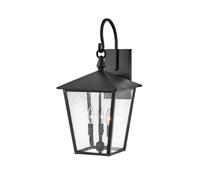 Hinkley Huntersfield 3 Light Large Outdoor Wall Light - Black with Clear Seeded Glass