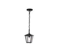 Hinkley Huntersfield Single Light Small Pendant Porch Lantern in Black Finish with Clear Seeded Glass