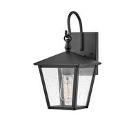 Hinkley Huntersfield Small Outdoor Wall Light - Black with Clear Seeded Glass