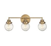 Quintiesse Poppy bathroom wall light, 3-bulb, brass