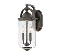 Hinkley Willoughby 2 Light Outdoor Wall Light - Oil Rubbed Bronze with Clear Seeded Glass
