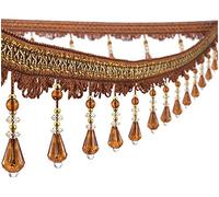 Hinleise Fringe Tassel Trim Braided Beads Fringe Trim - 6Yards Beads Pendant Trimming for Curtain Tablecloths Home Decorated Sewing