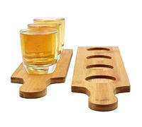 HinLot 2.7" Dia Base Beer Tasting Flight Set Wine Glasses Flight Boards Jars Serving Paddles (Square 4 Slots, 1)