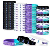 Hinly 120 Pcs Suicide Prevention Awareness Bracelets Silicone Wristband Mental Health Hope Faith Courage Support for Adult Teen, One Size, Silicone, alloy