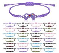 Hinly 24 Pcs Video Game Controller Bracelet Gaming Lover Bracelet Jewelry Video Game Birthday Party Favors Gamer Gift for Gamer Player Friend Friendship Gift, Adjustable Size, zinc alloy material, no