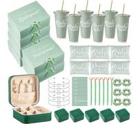 Hinly 48 Pcs Bridesmaid Proposal Gifts Set, Maid of Honor Gifts Set from Bride, Will You Be My Bridesmaid Gift Box, 24 oz Tumbler Bridal Bachelorette Party Presents for Bridesmaids Wedding, Green