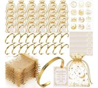 Hinly 60/10 Set Ayatul Kursi Bracelet Bulk for Women Men Eid Adha Ramadan Islamic Jewelry Gift with Bag for Islam Party Favor, 2.56 inches in diameter, Stainless Steel, no gemstone