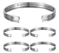 Hinly Family Reunion Favors Family Tree Bracelet Metal Engraved Bangle Cuff Bracelets for Women, 5 Styles, Stainless Steel, stainless steel