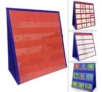 HINMAY Desktop Tabletop Pocket Chart, Classroom Double-Side and self-Standing Pocket Chart for Kindergarten, Home Use or Classroom
