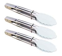 HINMAY Small Serving Tongs with Silicone Tips 7-Inch Mini Silicone Tongs, Set of 3 (White)