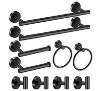 Hinmood Bathroom Hardware Set 24 Inch, Brushed Nickel Towel Bar Rack Set (24 inch, Black)