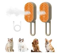 HINNVCL 2 Pcs Steam Cat Cordless 3-in-1 Silicone Massaging Grooming Brush, Cat Steam Brush, with Built-in Lithium Battery, Removes Static and Flying Pet Hair for Cats and Dogs