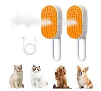 HINNVCL 2 Pcs Steam Cat Cordless 3-in-1 Silicone Massaging Grooming Brush, Cat Steam Brush, with Built-in Lithium Battery, Removes Static and Flying Pet Hair for Cats and Dogs