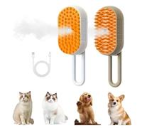 HINNVCL 2 Pcs Steam Cat Cordless 3-in-1 Silicone Massaging Grooming Brush, Cat Steam Brush, with Built-in Lithium Battery, Removes Static and Flying Pet Hair for Cats and Dogs