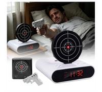 HINNV un and Target Alarm Clock with Gun Shooting Game, Digital Shot Timer AlarmClock Interactive Wake You Shoot Personalized LED Display, No Snooze Wake Up Clock with Custom Sounds (White)