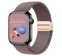 Hinnwer Strap Compatible with Apple Watch 42mm 41mm 40mm 38mm, Nylon Elastic Braided Band for Apple Watch SE3/SE2/SE/Series 11/10/9/8/7/6/5/4/3/2/1 Smoke Purple