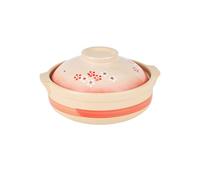 Hinomaru Collection Japanese Donabe Clay Hot Pot, Plum Blossom Design, Ceramic Earthenware Casserole, Shabu shabu Hot Pot Sukiyaki (Plum Blossoms, 54 fl oz (8.5" Dia))