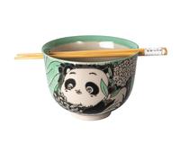 Hinomaru Collection Quality Japanese Multi Purpose Ramen Udon Noodle Rice Tayo Bowl with Chopsticks Gift Set 5 Inch Diameter (Panda)