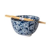 Hinomaru Collection Ramen Udon Noodle Rice Bowls With Chopsticks 20 fl oz 6 inch Diameter Japanese Design Bowl Sets Color Box Packaging (Peonies (Botan))