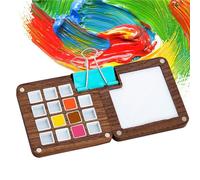 Hinourisha 15 Grid Portable Sketchbook Palette, Wooden Colour Palette Box, Mini Travel Paint Palette, Watercolor Pan Box Tray for Gouache, Acrylic Paint, Come with A Clip Record Beautiful Moments