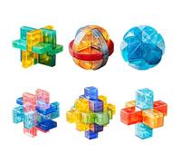 Hinourisha 6Pcs/Set Mini IQ Test Cube, Brain Teasers Puzzles Lock Toy Unlock Cubes Set, IQ Challenge Puzzle Games Difficulty Mind Puzzlefor Kids Adults Birthday Gifts Easter Egg Party Bag Fillers #A