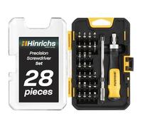 Hinrichs 28-Piece Precision Screwdriver Set with Ratchet & Extension - Phillips/Slotted & Torx Screwdriver - 26 CRV Bits & Magnetic Bit Adapter - PC Tool Kit - Electronic Screwdriver Set