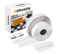 Hinrichs Adhesive Hook and Loop Tape Set White - 1x Self-Adhesive Heavy Duty Double Sided Tape 10m Long and 2cm Wide + 20x Self-Adhesive Hook and Loop Points Ã˜ 2cm Hook and Loop Fastener - Sticker
