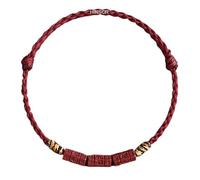 HINSCR Om Mani Padme Hum Red String Bracelet, Traditional Sanskrit Design, Handmade Lucky Protection Jewelry, Adjustable, Nylon, Agate