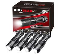 HinsGEAR 1 Mode Small LED Torches Battery Powered Mini Torch Super Bright Adjustable Focus Pocket Size Torch Tactical Flashlights for Camping, Hiking, Gift (4 Pack)