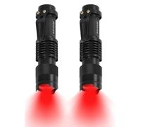 HinsGEAR 2 Pack LED Red Light Torch Single Mode Torch 1 Mode Hand Flashlight Scalable Red Light Torches for Astronomy, Animal Observation, Night Observation, Daily Use