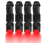 HinsGEAR 4 Pack Red Flashlight LED Single Mode Light 1 Mode LED Torch Scalable Red Light Flashlight for Astronomy Aviation Night Observation