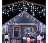 Hinsinc 400 Icicle Lights 12M Christmas Outdoor Lights Bright Snowing in White Hinsinc White
