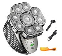 Hinsinc 9D Bald Head Shavers Electric Cordless Wet Dry Rotary Razor Men In Silver Silver One Size