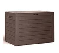 Hinsinc BROWN 190L Tool Storage Box Wood Design Plastic Chest With Lid Hinsinc Brown