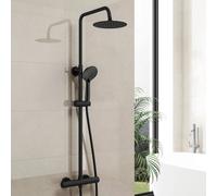 Hinsinc Matte Black Round Bar Twin Head Thermostatic Shower Set | Size: 180 cm width x 180 cm drop Hinsinc Black 180 cm width x 180 cm drop