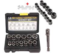 Hinsinc Stud Bolt Impact Twist Socket Extractor Locking Wheel Lug Nut Removal Tool Set in Black Hinsinc Black