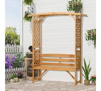 Hinsinc Wooden Garden Arbour Bench with Trellis Pergola in Brown | Size: 0.6m2 Hinsinc Brown 0.6m2